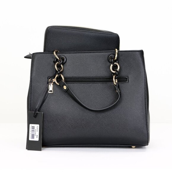 Black Faux Leather Purse and Wallet 2 in 1 Set Tote Cross Body Shoulder Bag - Picture 3 of 16